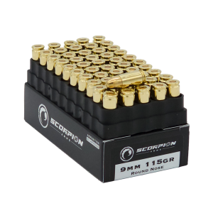 9mm 115 gr Round Nose<br> 50 Rounds