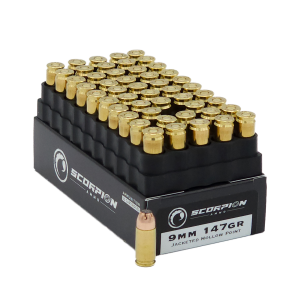 9mm 147gr JHP Box<br> 50 Rounds <br><br>*SCORPION DEFENSE*