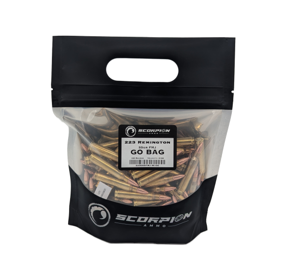 GO BAG <br><br> 223 Rem 55 gr. FMJ  <br>100 Round Bag