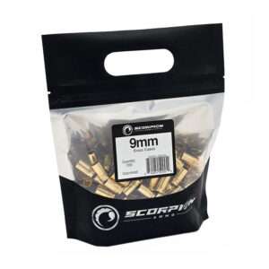 Reloading Components <BR> 9mm Brass<BR><BR>Scorpion Brass <BR>200/Go Bag